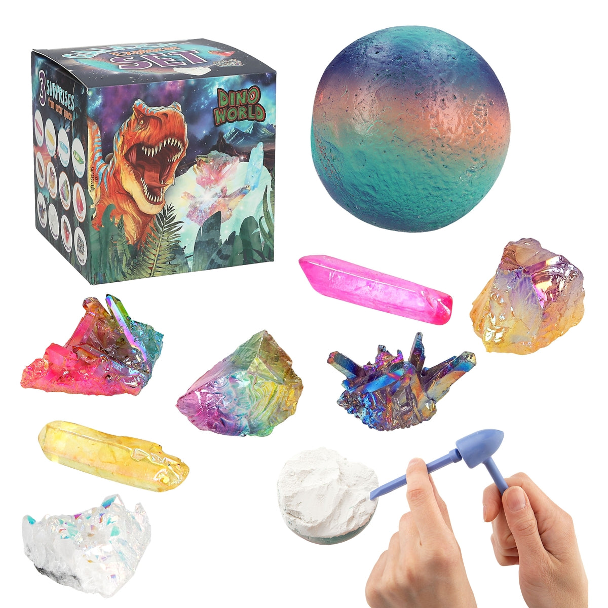 Dino World Galaxy Explorer Set - Ausgrabungsset mit 3 Edelsteinen