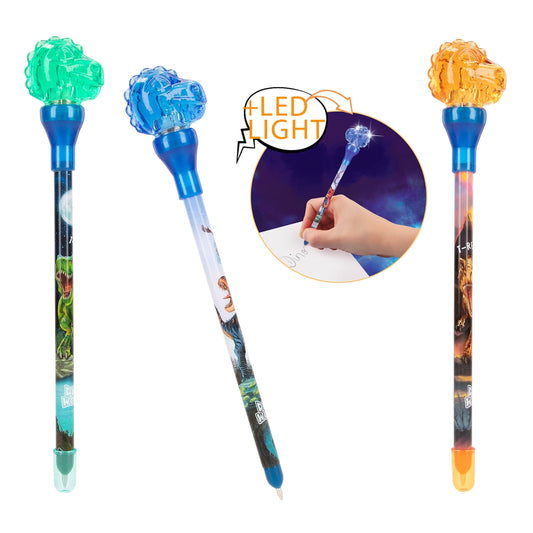 Dino World Kugelschreiber mit LED-Licht - 3 coole Designs