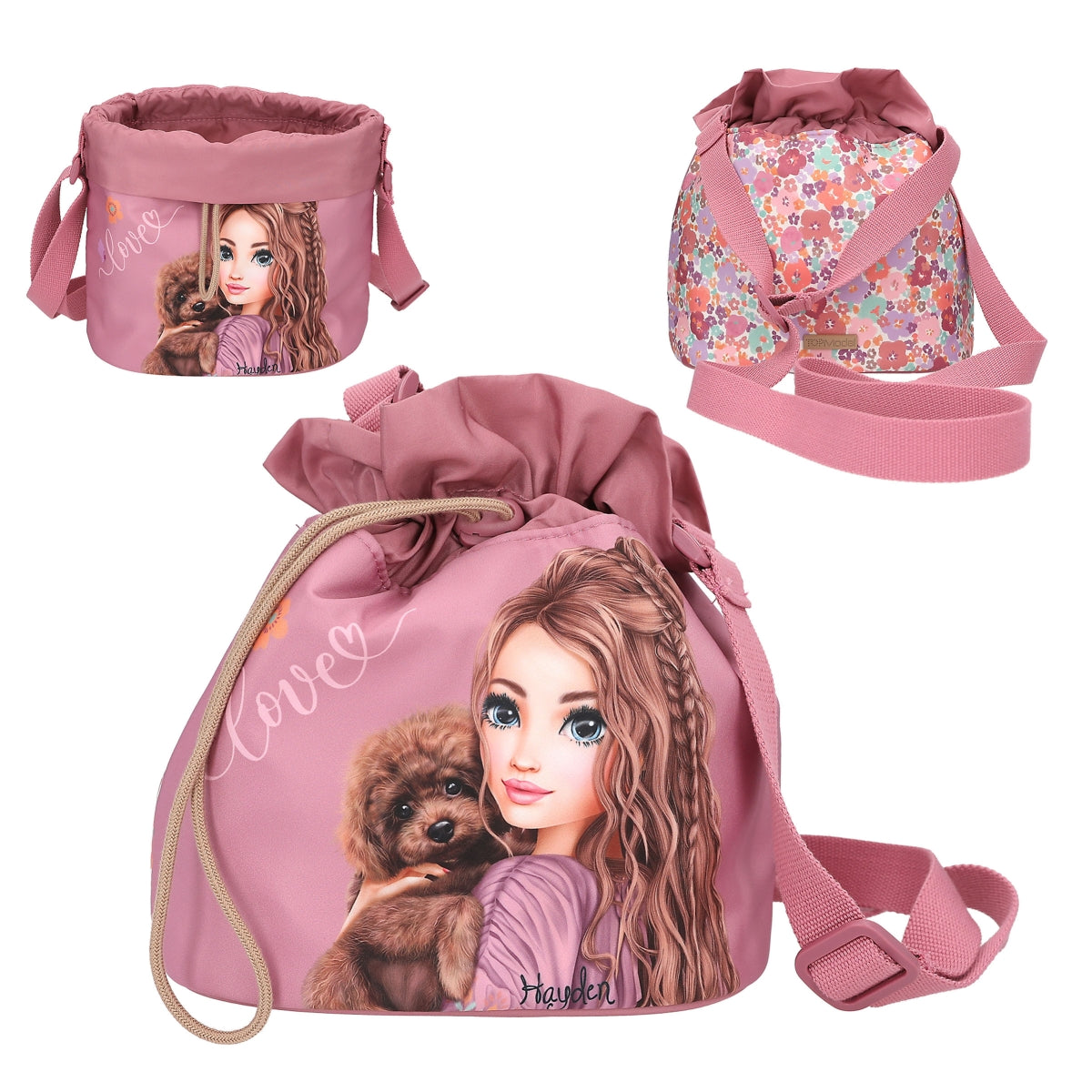 TOPModel Beuteltasche FLORAL beerenfarben mit Hund