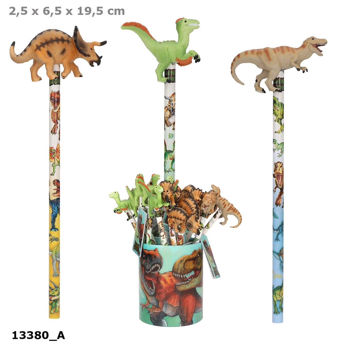 Dino World Bleistift mit Topper, 1 von 3 Designs zufällig