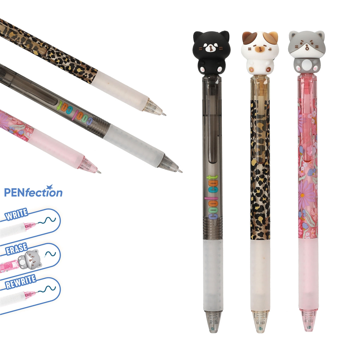 DEPESCHE 13532 PENfection Gelstift mit Katzen-Topper, radierbar