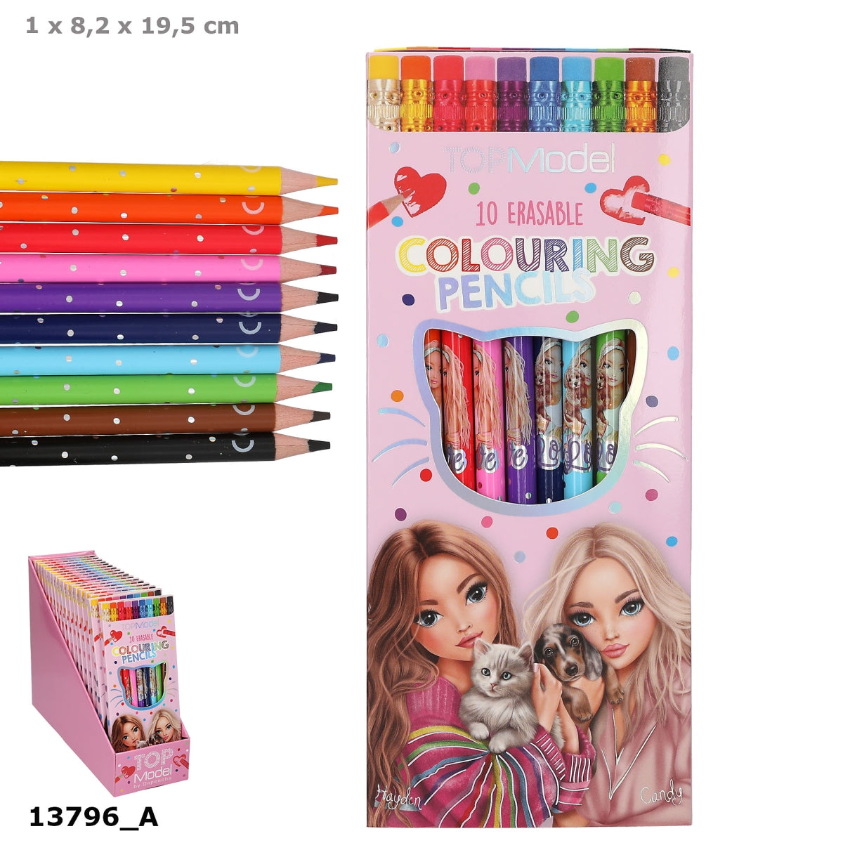 TOPModel Radierbare Buntstifte - 10 Farben mit Radierer