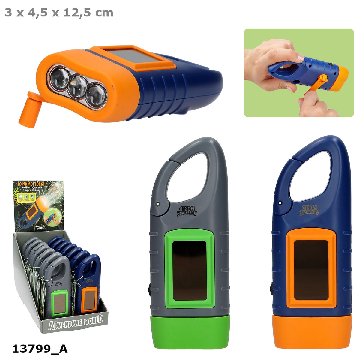Action World Dynamo-Taschenlampe Solar & Kurbel – sortiert