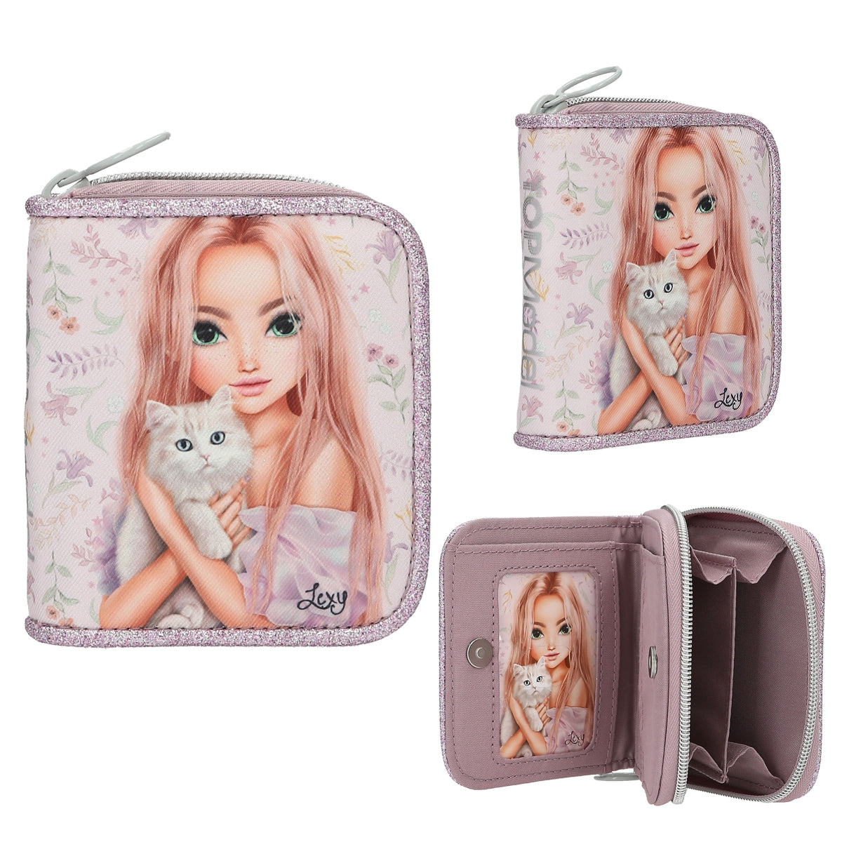 TOPModel Portemonnaie BLOOMING KITTY - Lila mit Glitzer