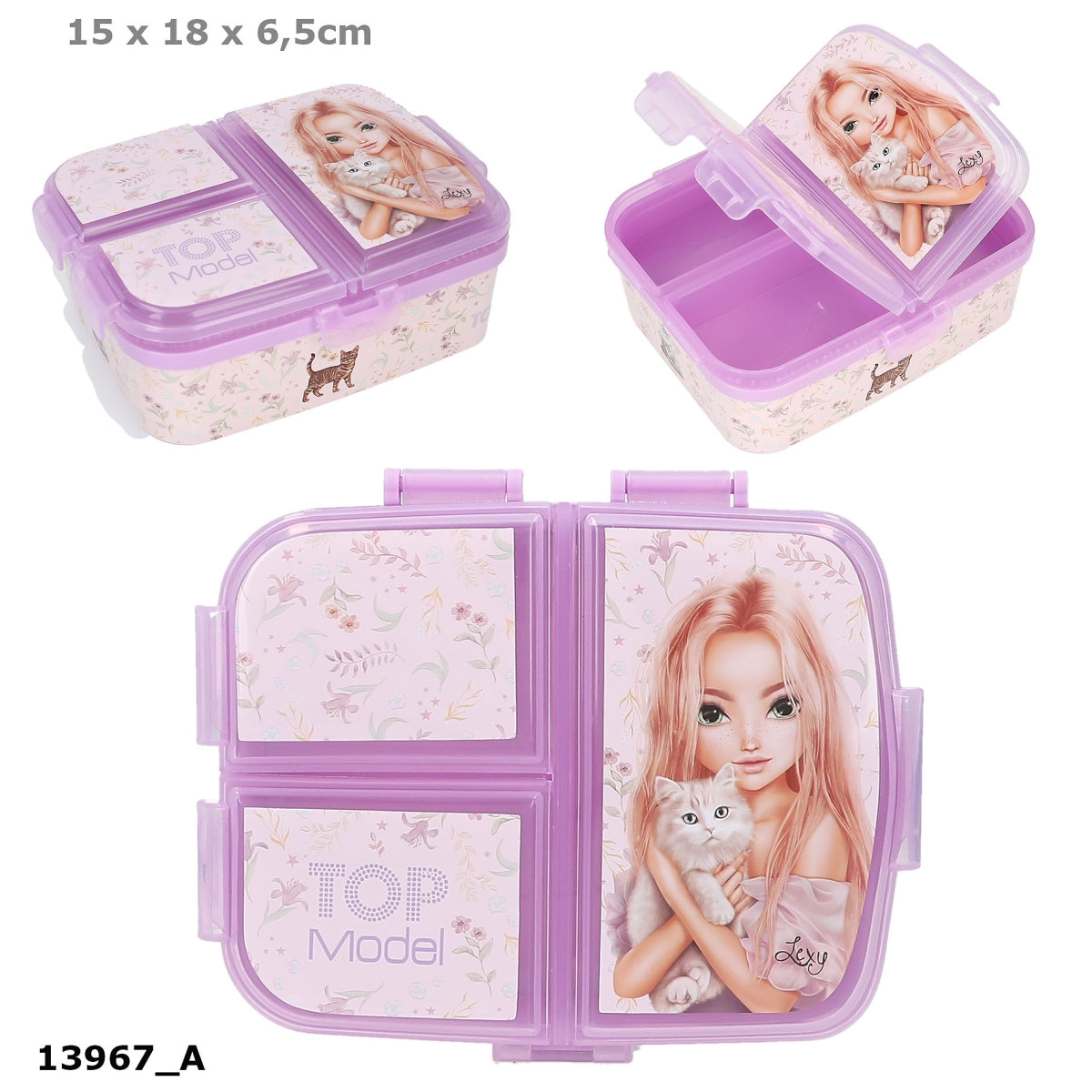 TOPModel Brotdose XL BLOOMING KITTY - 4 Fächer, BPA-frei