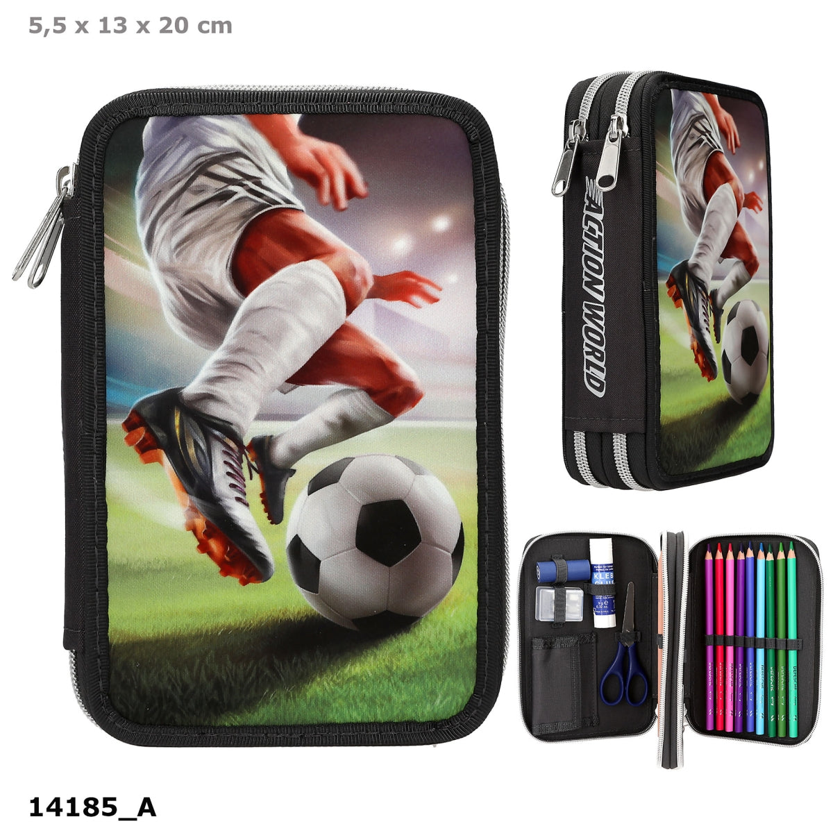 Action World 2 Fach Federtasche Fussball