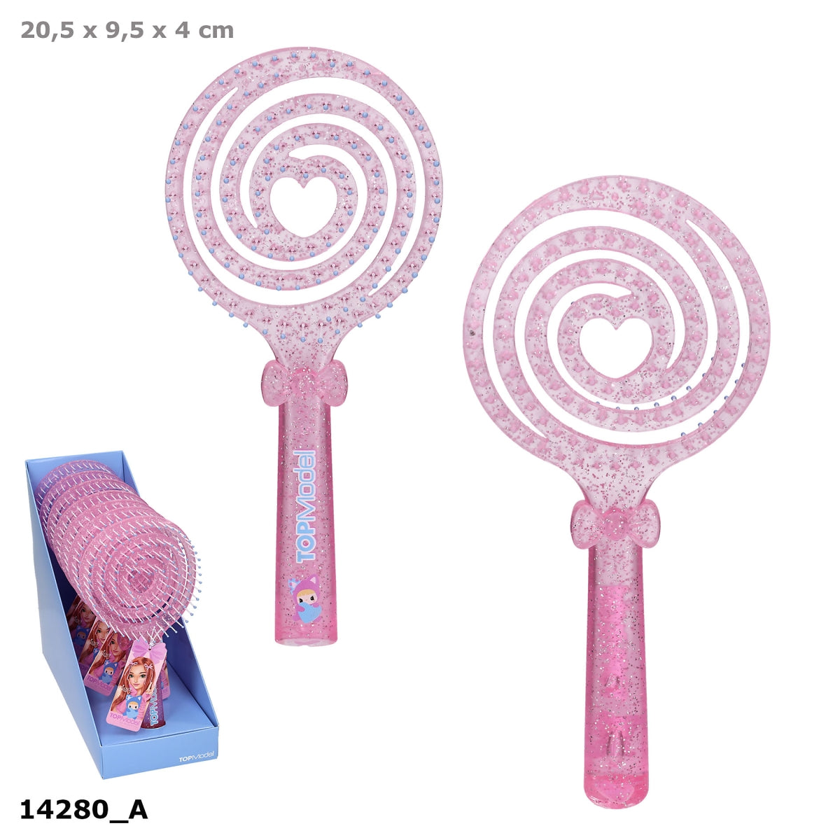 TOPModel KPOP Haarbürste mit Herz-Spiral-Kopf, pink