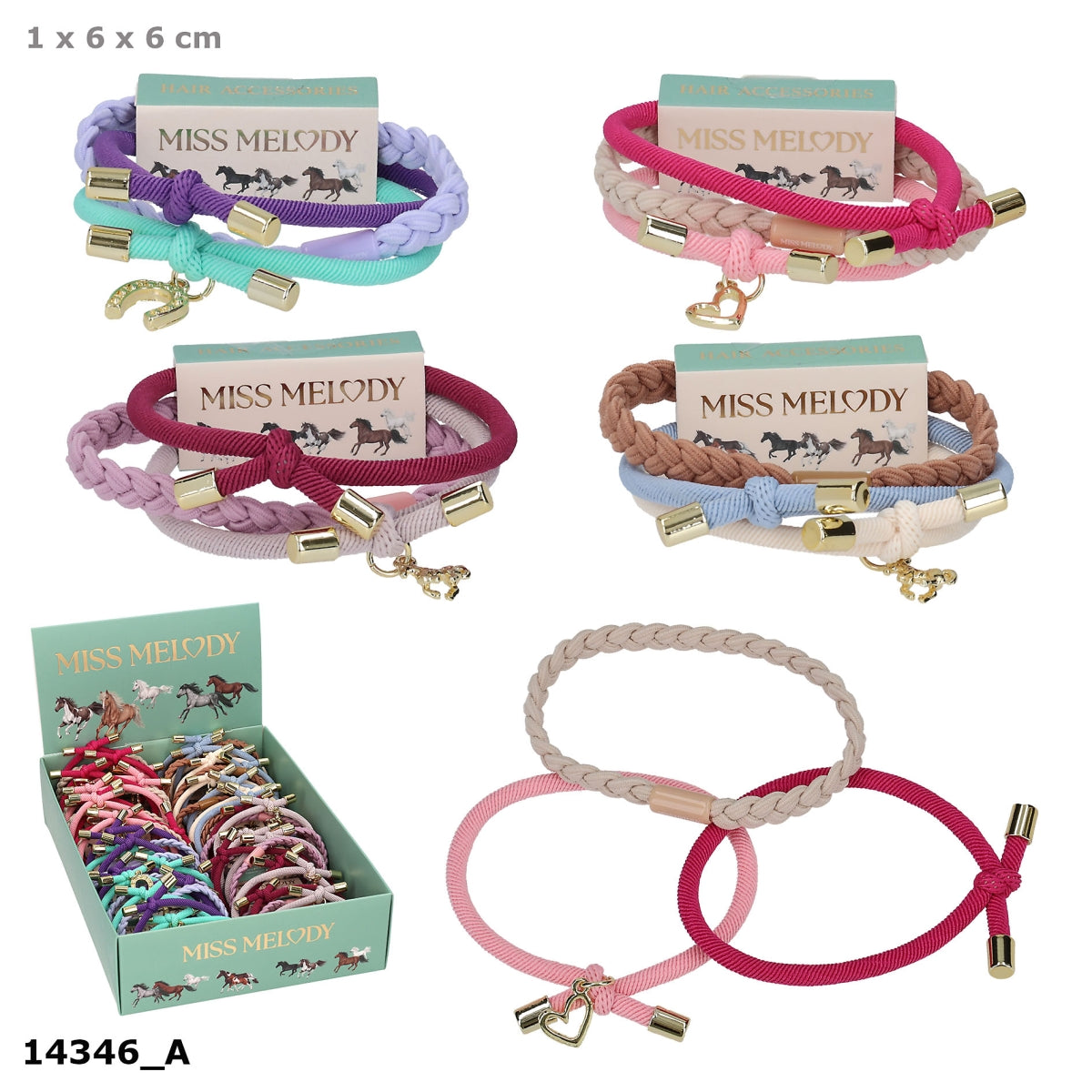 Miss Melody Haargummi-Set Knoten & geflochten – 1 von 4 Designs zufällig