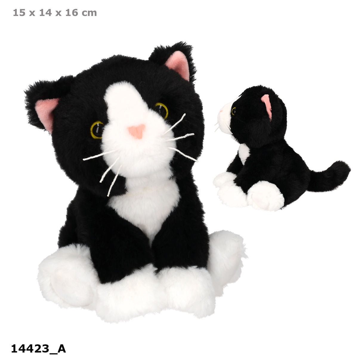 TOPModel Plüschkatze Mochi schwarz-weiß, 16 cm