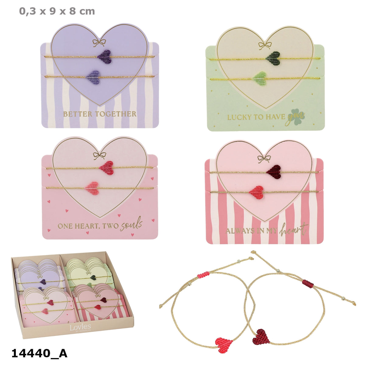 LOVIES Herz Armbänder Set (1 von 4 Farben zufällig)