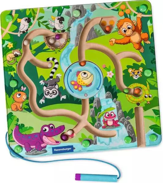 Ravensburger Magnetisches Holz-Labyrinth Dschungel - Geschicklichkeitsspiel ab 3 Jahren