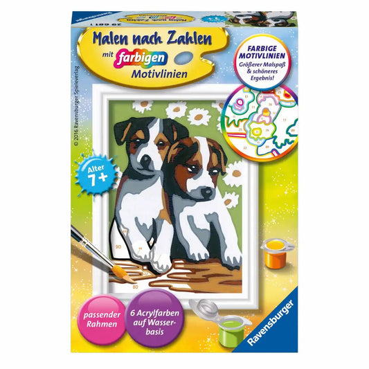 Ravensburger Malen nach Zahlen - Süße Welpen | Entspannendes Hobby für Kinder