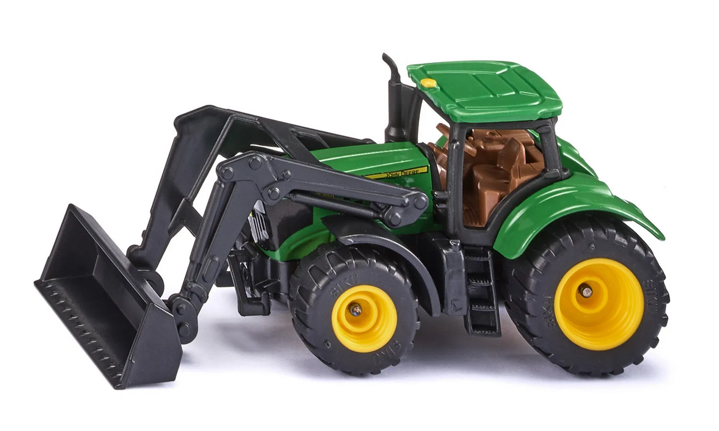 siku John Deere 6215R Traktor mit beweglichem Frontlader - Detailgetreues Spielzeugmodell