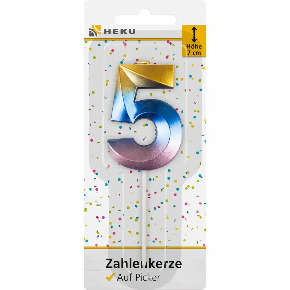 Zahlenkerze 5 auf Picker 7cm - Idena Geburtstagskerze