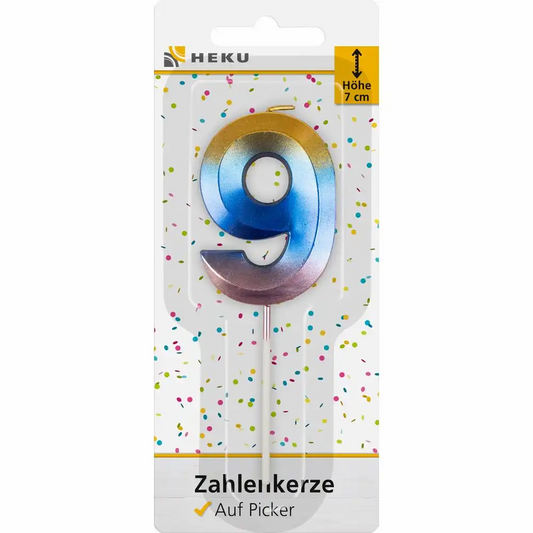 Idena Zahlenkerze 9 auf Picker - Geburtstagskerze 7cm