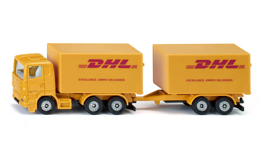 siku DHL LKW mit Anhänger - Detailgetreues Spielzeugmodell