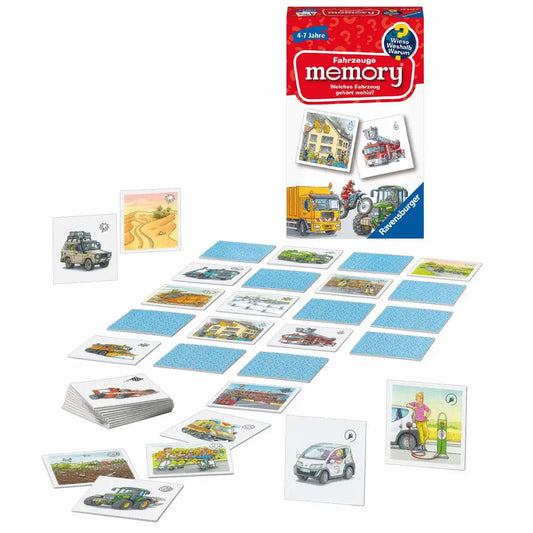 Ravensburger Memory® Reise Fahrzeuge - Kompaktes Gedächtnisspiel für unterwegs