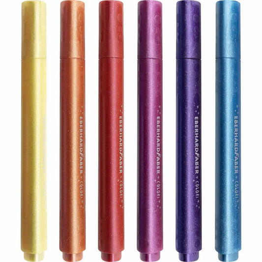 EBERHARD FABER Colori Glitzereffekt Filzstifte dreiflächig dick - 6 Stück