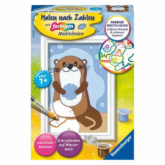 Ravensburger Malen nach Zahlen - Fröhlicher Otter - Entspannendes Malvergnügen für Kinder