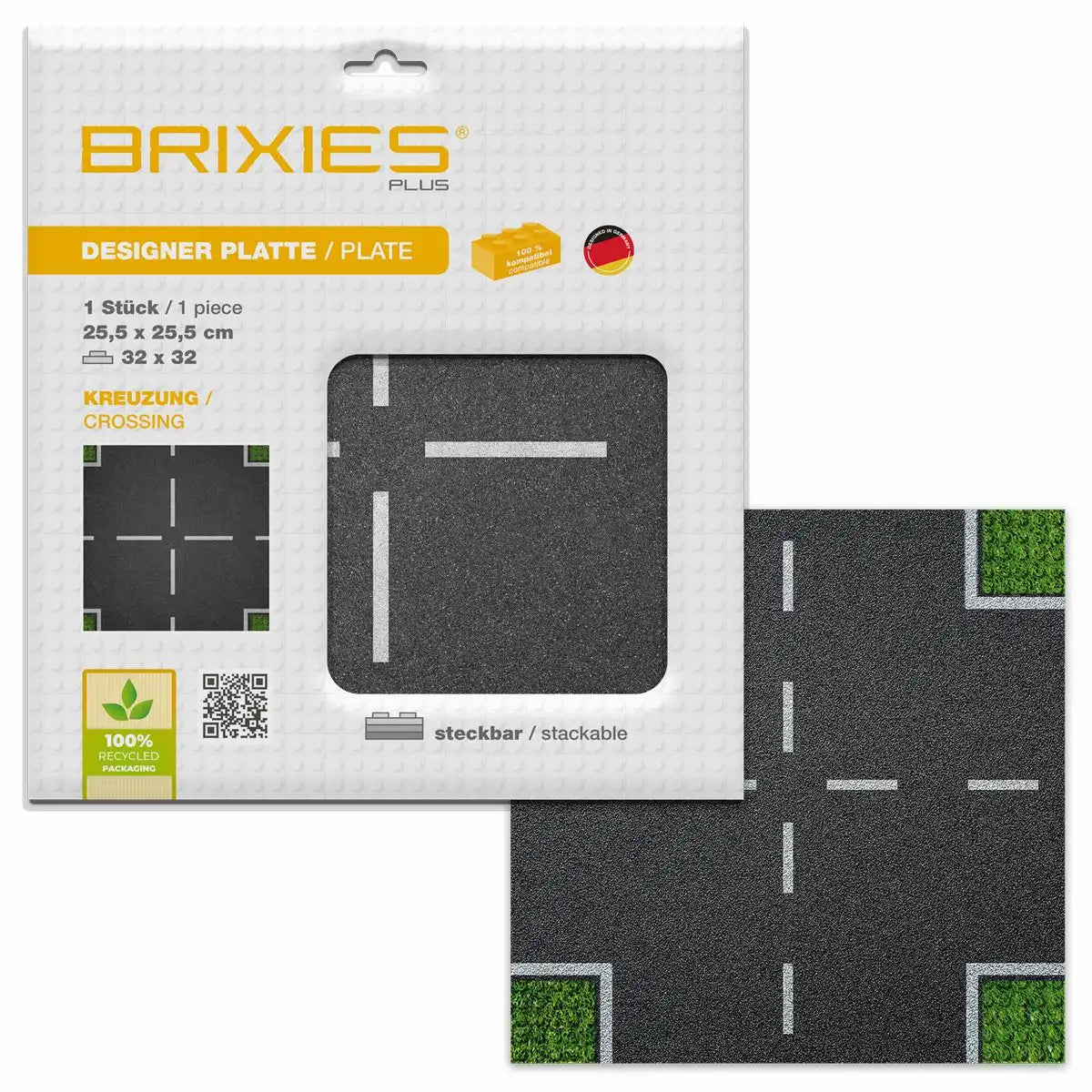 BRIXIES Bodenplatte Straße Kreuzung 32x32cm