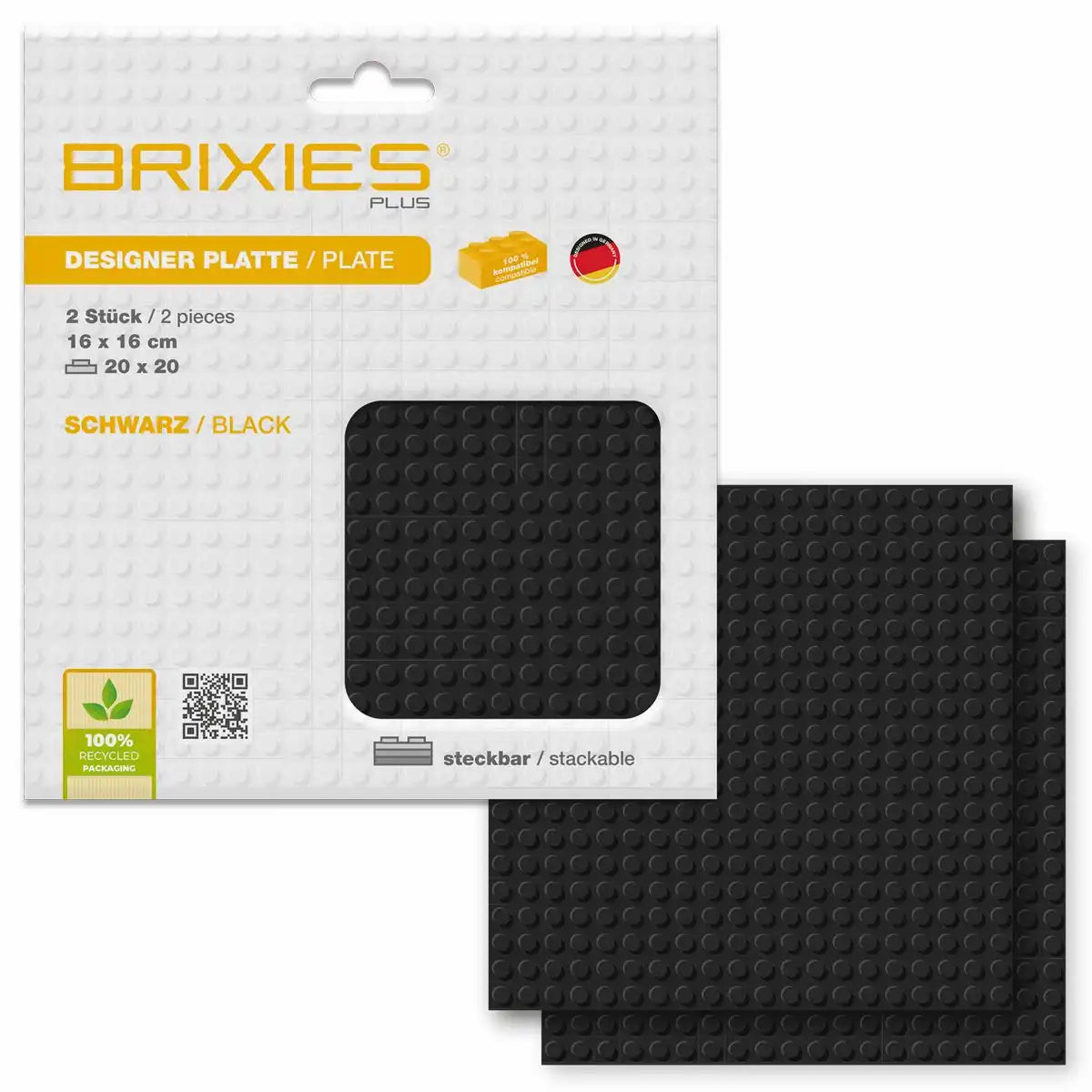 BRIXIES Bodenplatte Doppelpack schwarz 20x20cm
