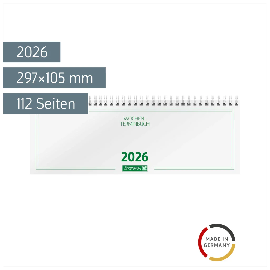 Brunnen Tischkalender 2026 - Wochenplaner A4 quer, Wire-O