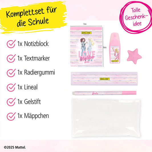 Barbie Schulset mit Mäppchen - 6-teilig