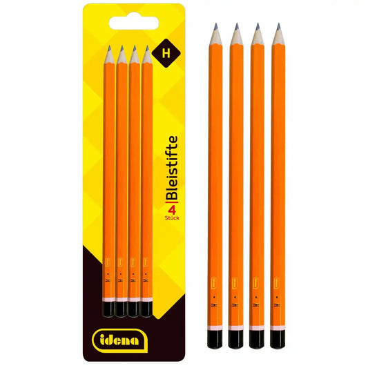 Idena Bleistifte H orange - Präzision trifft auf Qualität! 4er Set im praktischen Blister