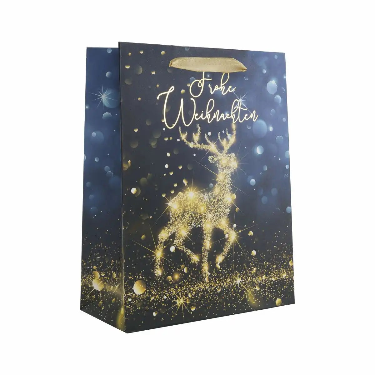 Idena Geschenktasche Weihnachten schwarz/gold 18x23x8cm