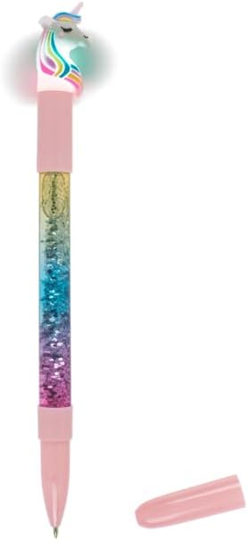 OOTB Einhorn Kugelschreiber mit LED-Beleuchtung und Glitter 15cm