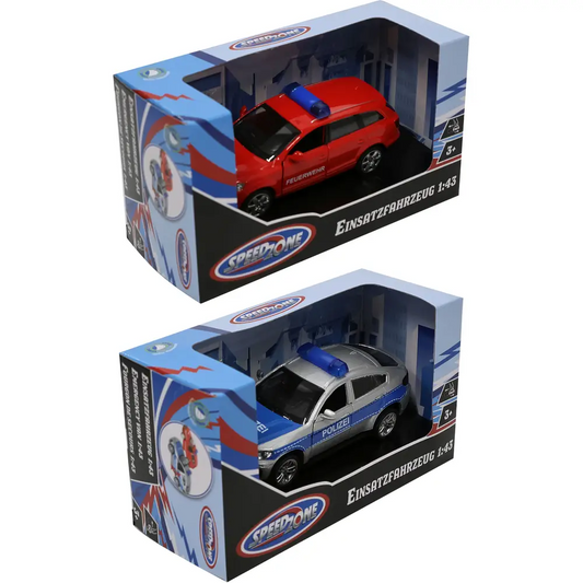 Speedzone Einsatzfahrzeug 1:43 mit Rückzug, sortiert