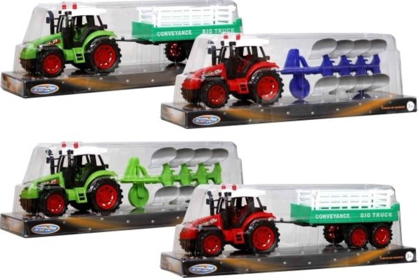 Speedzone Traktor mit Anhänger - Spielzeugfahrzeug Set, 4-fach sortiert