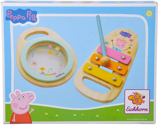 Eichhorn Peppa Pig Holz-Musikset - Handtrommel & Xylophon für kleine Musiker