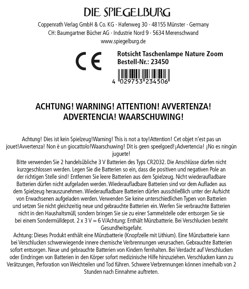 Spiegelburg Nature Zoom Rotsicht-Taschenlampe LED