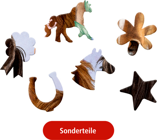 Holz-Puzzle Pferdefreunde – 50 Teile mit 6 Sonderteilen
