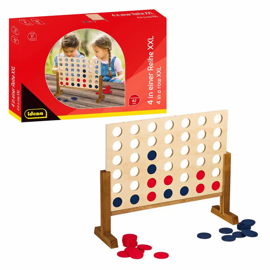 Idena XXL Holzspiel 4 Gewinnt - Riesenspaß für Familie & Garten (45x56cm)