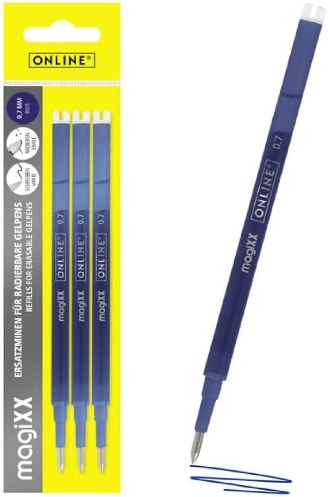 ONLINE Gelmine 0,7mm radierbar blau 3er Set