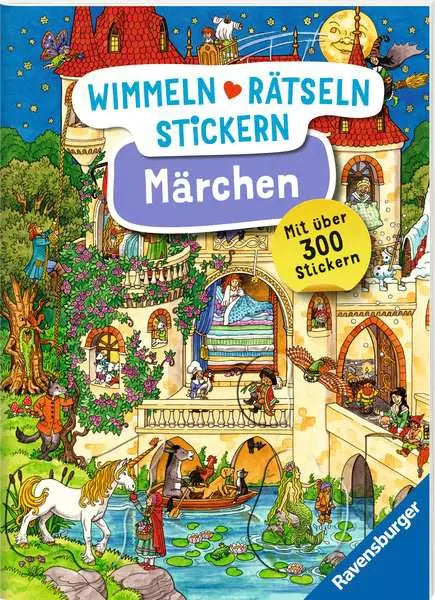 Märchen-Wimmelbuch mit 300 Stickern - Interaktives Rätselbuch ab 4 Jahren