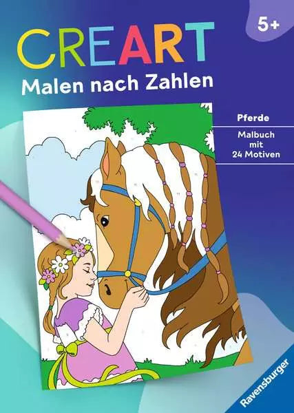 CreArt Pferde - Malen nach Zahlen für Kinder ab 7 Jahren
