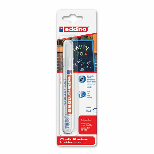edding Kreidemarker 4095 weiß - Perfekt für Tafel & Fenster (2-3mm)