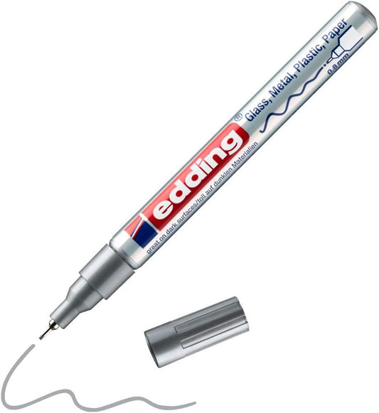 edding Glanzlackmarker 780 - Premium Silber Lackstift 0,8mm für brillante Ergebnisse