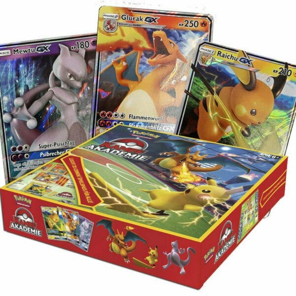Pokemon Kampf Akademie - Sammelkartenspiel Deutsch - 3 Decks mit Glurak Pikachu Mewtu - Brettspiel
