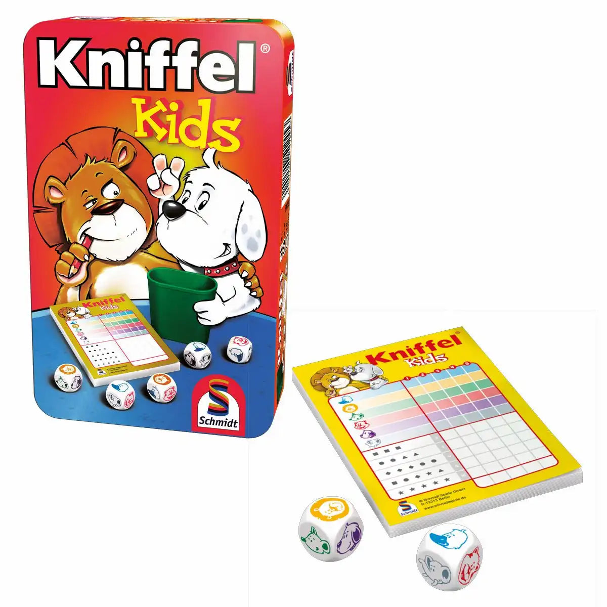 Kniffel Kids Metalldose - Würfelspiel für unterwegs von Schmidt Spiele