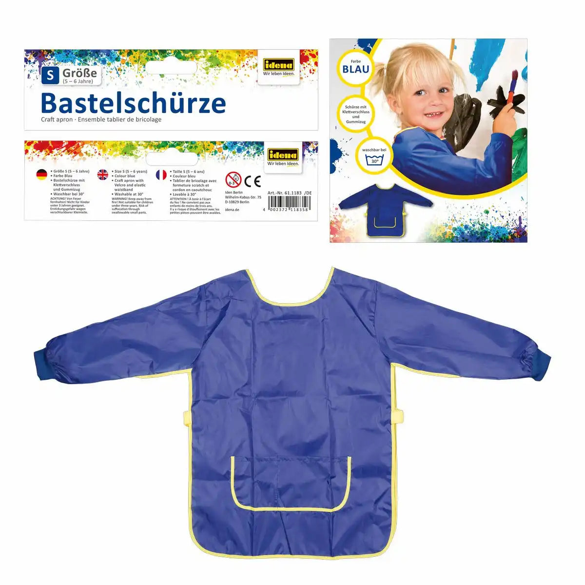 Idena Bastelschürze Blau - Perfekt für kleine Künstler (5-6 Jahre)