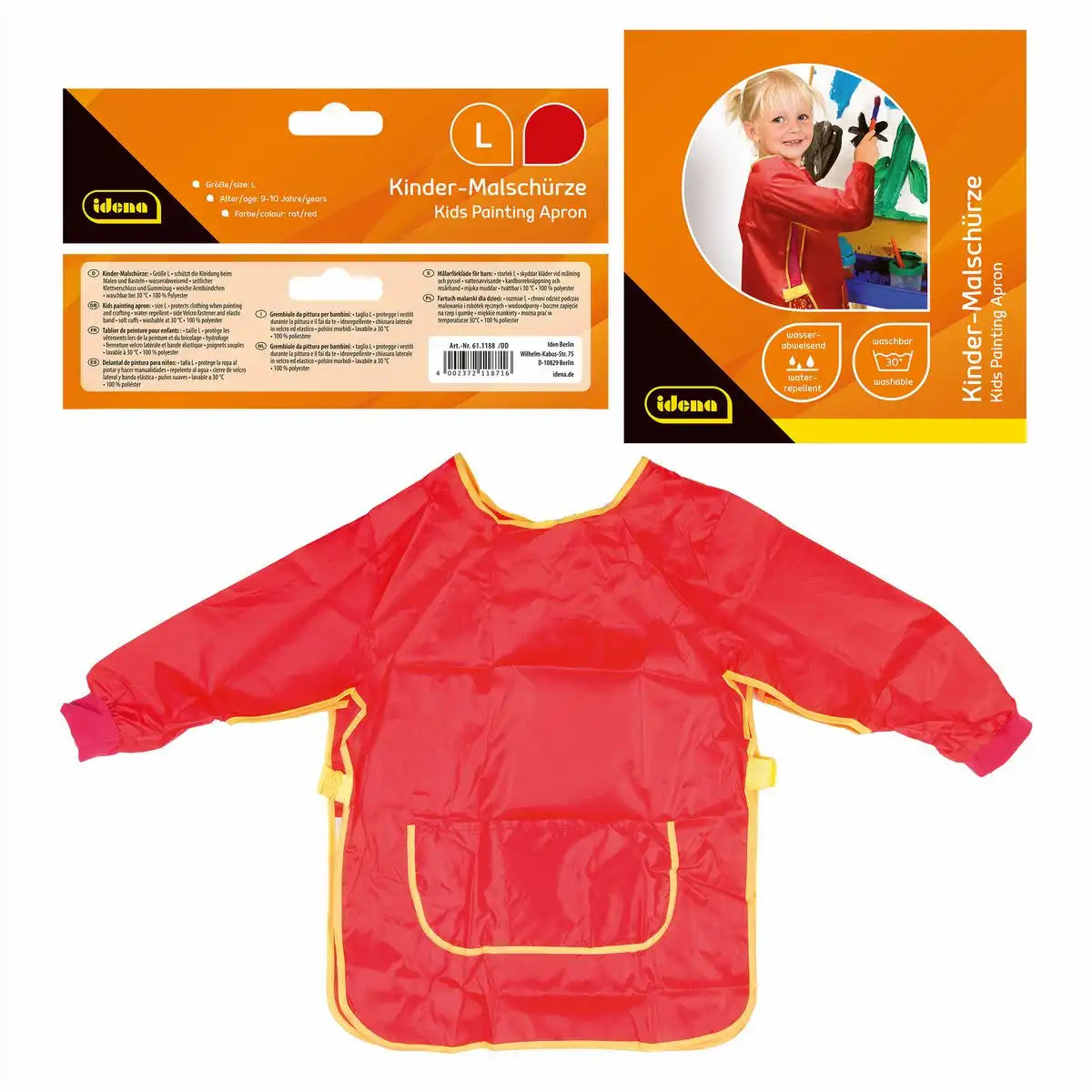 Idena Bastelschürze Rot - Perfekt für kreative Kinder 9-10 Jahre