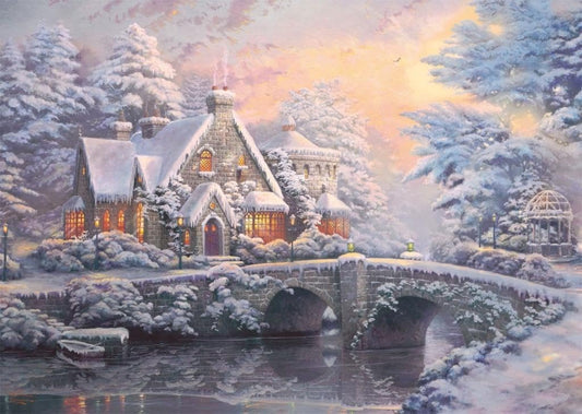Schmidt Spiele Puzzle Thomas Kinkade Winter in Lamplight Manor 2x1000