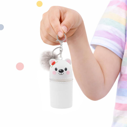 Silikon Schlüssenanhänger mit Puschel & Namensschild