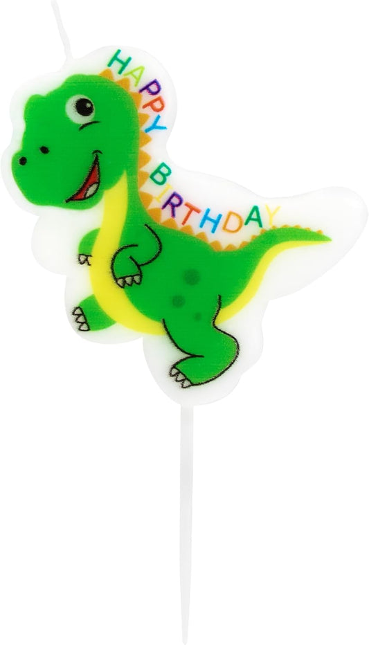 Dena 50101 Partykerze Dinosaurier Happy Birthday - Geburtstagskerze aus Paraffinwachs