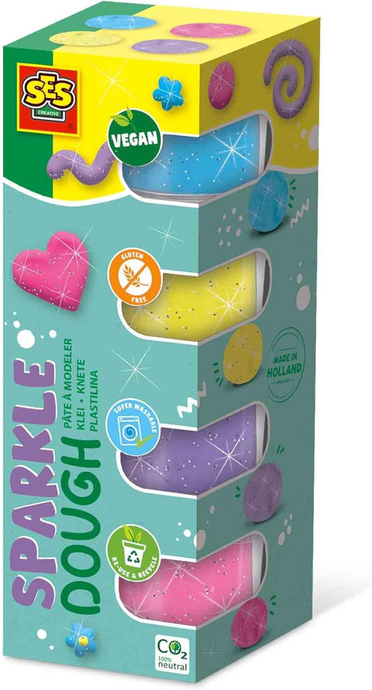 SES Feel Good Knete Sparkle - Glitzernde Spielknete 4 Farben