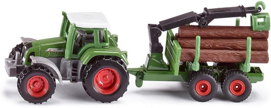 SIKU 1645 Fendt Traktor mit Forstanhänger - Detailgetreues Spielzeug für echte Traktor-Fans